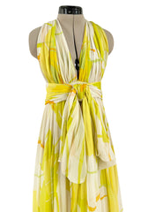 Beautiful 1973 Christian Dior by Marc Bohan Printed Silk Chiffon Dress