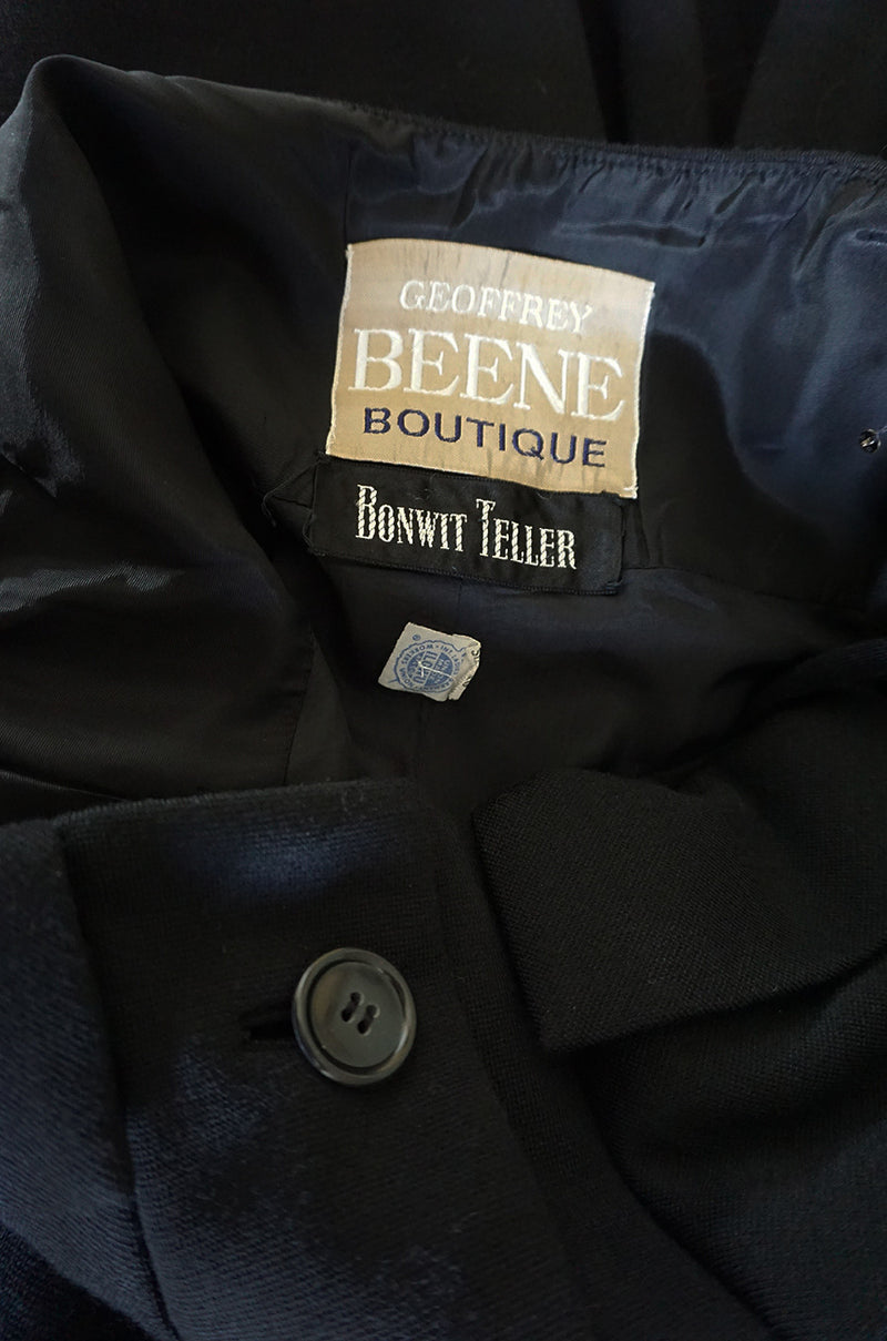 1960s Button Front Long Fitted Geoffrey Beene Boutique Dress
