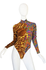 1990s Versace Jeans Couture Leopard Body Suit & Skirt
