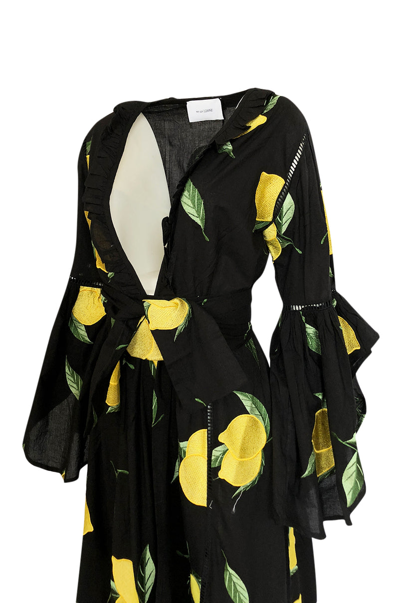 Recent We Are Leone "Amalfi Lemon" Wrap Dress Kimono Cover Up