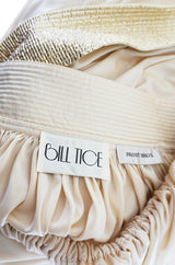 1980 Bill Tice Plunge Cream & Gold Backless Dress