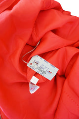 Unworn 1970s Red Silk Chiffon Tiered Ruffle Skirt Dress