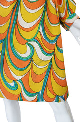 1960s Multi Color Geoffrey Beene Silk Twill Shift Dress