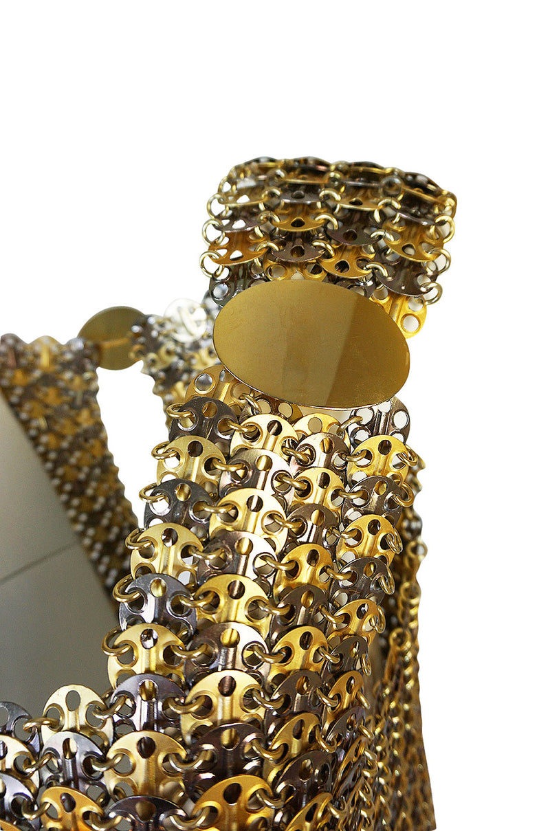Iconic 1968 Paco Rabanne Chain Mail Dress in Silver & Gold Metal