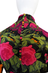 1970s La Mendola Long Silk Jersey Print Dress