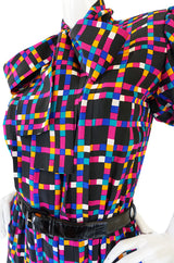 c1982 Haute Couture Yves Saint Laurent Silk Dress