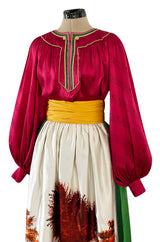 Documented Spring 1977 Emanuel Ungaro Haute Couture Brilliant Silk Skirt & Top Set