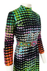 1970s Unlabeled Rainbow Colored Elaborate Sequin & Bead Detailed Dress