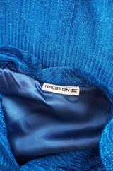 1970s Rare Blue Metallic Halston Caftan