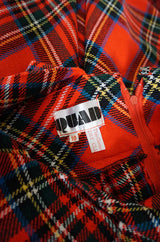 1960s Quad Boutique Red Plaid Maxi Dress Jumper