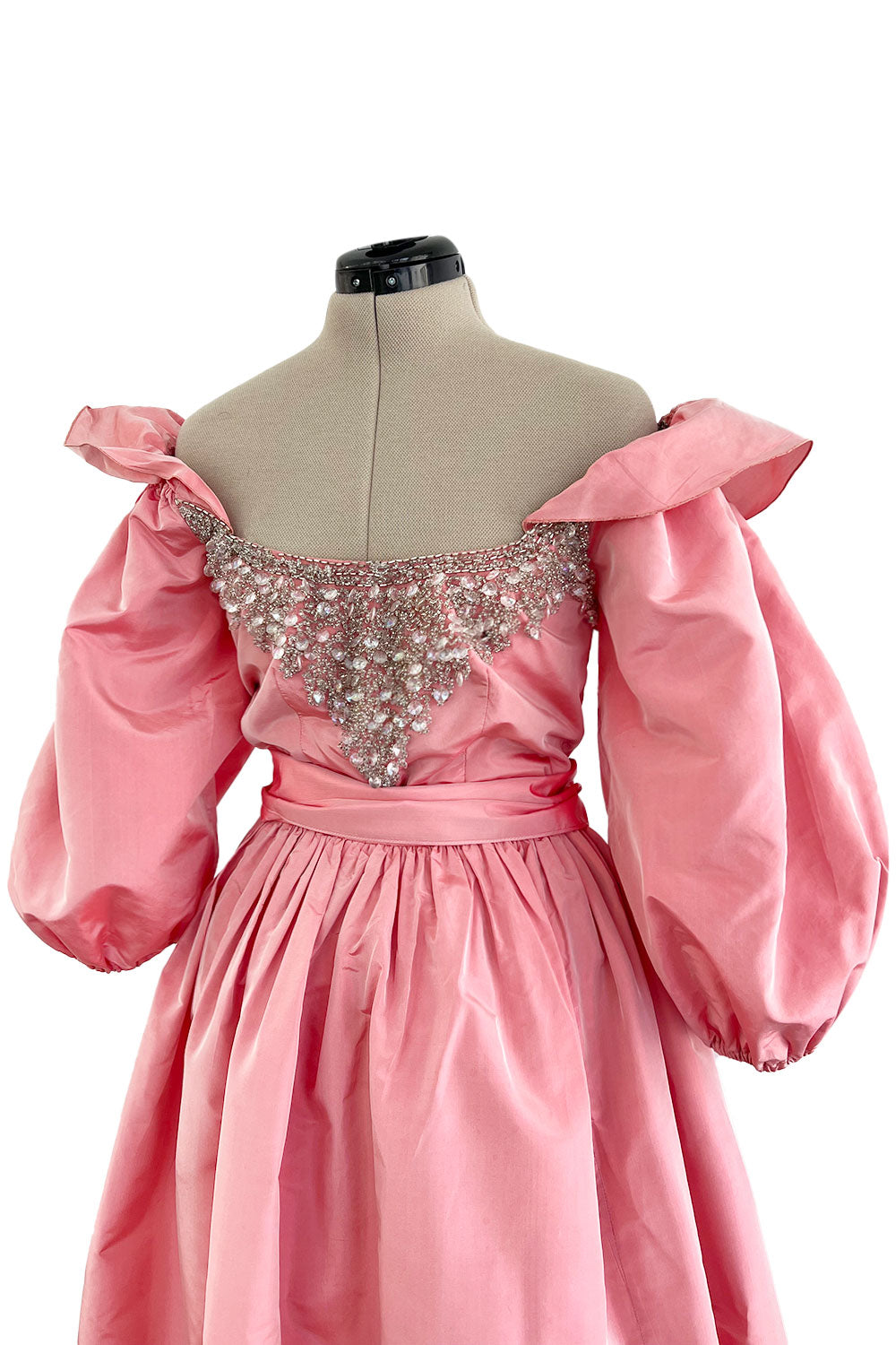 pink 80s dress Prettiest 1970s Richiline Iridescent Pink Silk Dress w Pouf Sleeves & –  Shrimpton Couture