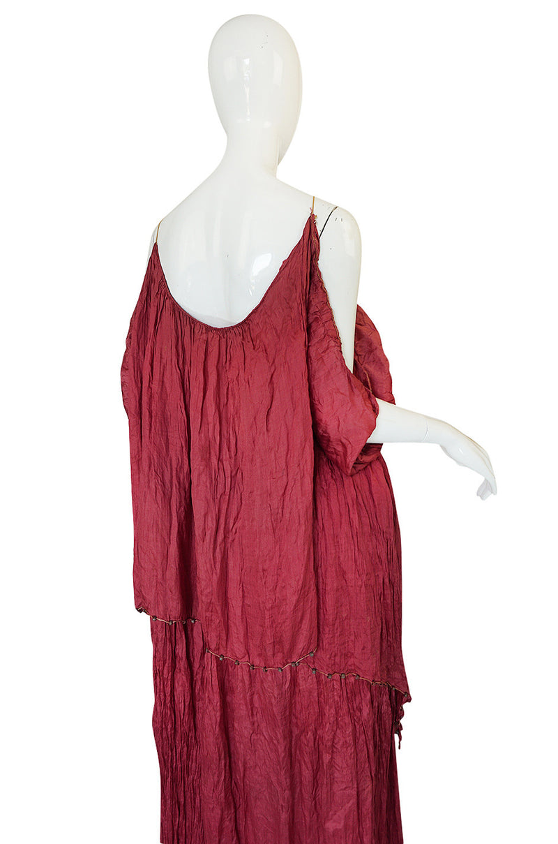 c1907-1920 Mariano Fortuny Pleated Muted Raspberry Silk Gown