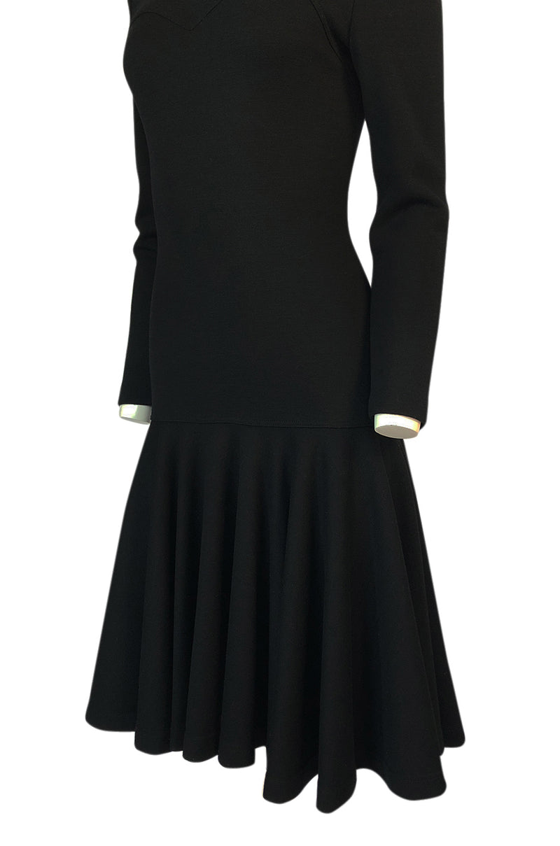 Fall 1988 Patrick Kelly Black Knit Fitted & Flared Skirt Dress