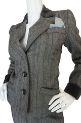 1980s Yves Saint Laurent Haute Couture Herringbone Suit