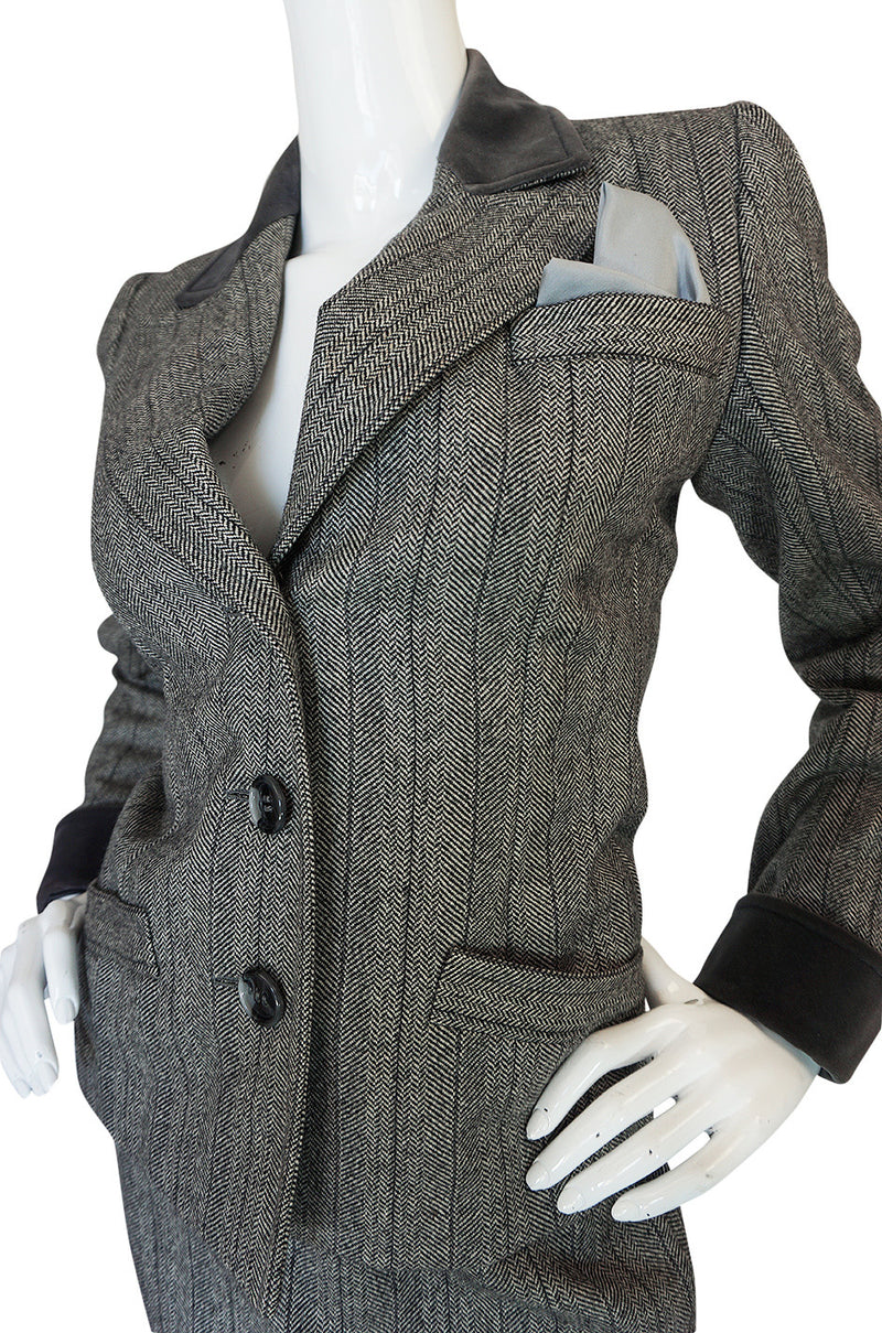 1980s Yves Saint Laurent Haute Couture Herringbone Suit