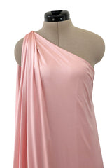 Prettiest 1978 Halston Pale Pink Pastel Nylon Jersey One Shoulder Draped Dress