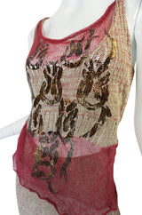 1990s Vivienne Westwood Gilt Painted Knit Skirt & Tank