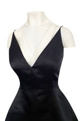 Fall 2014 Christian Dior by Raf Simons Micro Mini Black Silk Satin Dress