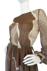 Ethereal 1970s Silk Chiffon Print Hanae Mori Dress
