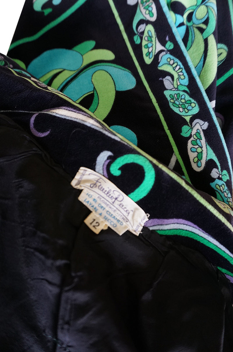 1960s Vivid Emilio Pucci Print Velvet Jacket & Maxi Skirt