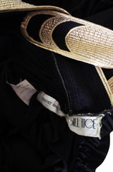 1980 Bill Tice Plunge Black & Gold Backless Dress