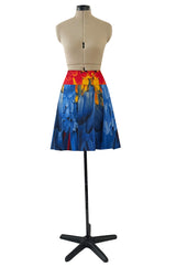 Iconic Spring 2005 Prada Runway Look 35 Printed Feather Pleated Silk Skirt