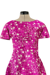 Exceptional Early 1960s Christian Dior by Marc Bohan Pink & White Silk Twill Dress Set