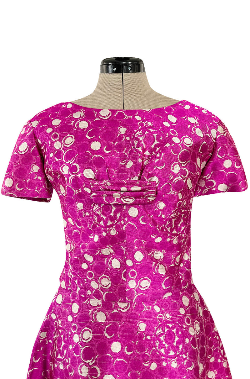 Exceptional Early 1960s Christian Dior by Marc Bohan Pink & White Silk Twill Dress Set