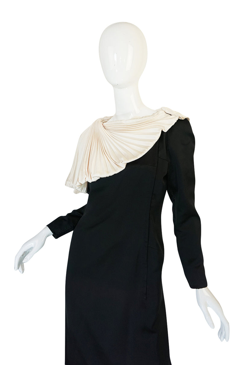 1980s Jacqueline Ribes Demi-Couture Silk Dress W Removable Collar