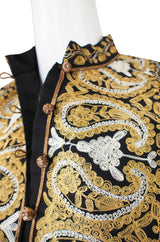 1970s Embroidered Gold & Black Caftan