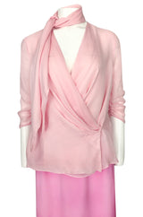 1980s Bill Blass Baby Pink Evening Jacket, Skirt & Silk Top Dress Suit