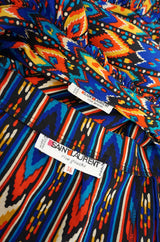 1970s Yves Saint Laurent Ikat Print Silk Skirt & Top