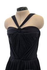 Stunning Fall 2005 Christian Dior by John Galliano Black Pleated Silk Jersey Corseted Dress