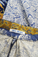 1970s Dragon & Floral Print Bill Blass Cotton Caftan Dress