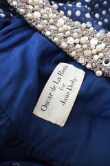 1960s Oscar De la Renta Heavy Beaded Silver Gown