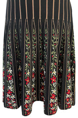 Gorgeous Fall 2000 Azzedine Alaia Documented Flared Stretch Knit Floral Pattern Skirt