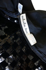1960s Sequin & Velvet Checked Black Malcolm Starr Dress
