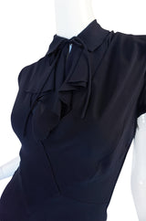 c1968 Guy Laroche Haute Couture Navy Silk Dress Ensemble