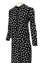 Fall 1982 Yves Saint Laurent Heart Print Black & White Suit Set