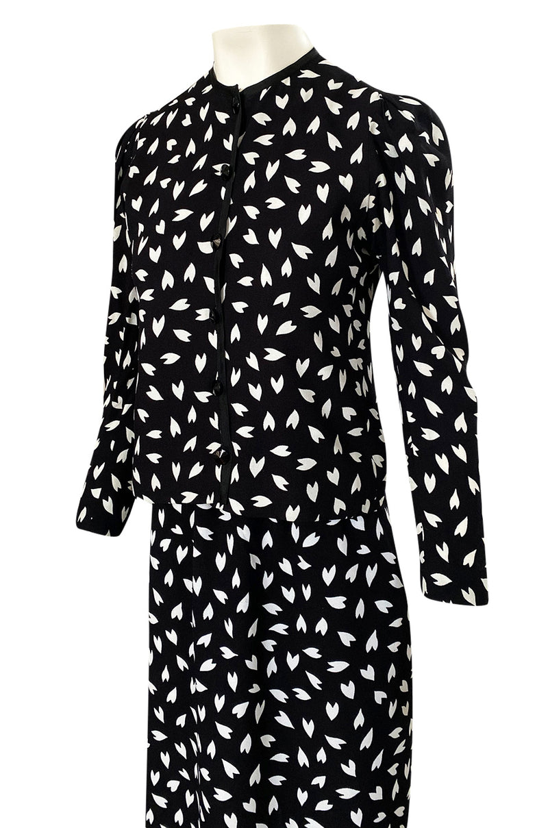 Fall 1982 Yves Saint Laurent Heart Print Black & White Suit Set