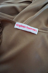 1970s Stephen Burrows  Slinky Taupe Jersey Wrap Dress