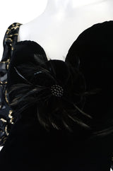 1971 Yves Saint Laurent Gold & Black Velvet Dress