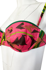 1968 Emilio Pucci Two Piece Coral Print Cotton Bikini Swimsuit