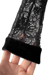 Beautiful Fall 2003 Christian Dior by John Galliano Black Lace Jacket Top w Velvet Trim