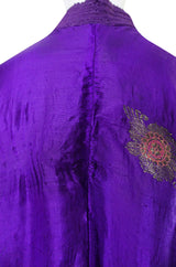 1960s Sleeved Purple Silk & Gold Thread Caftan