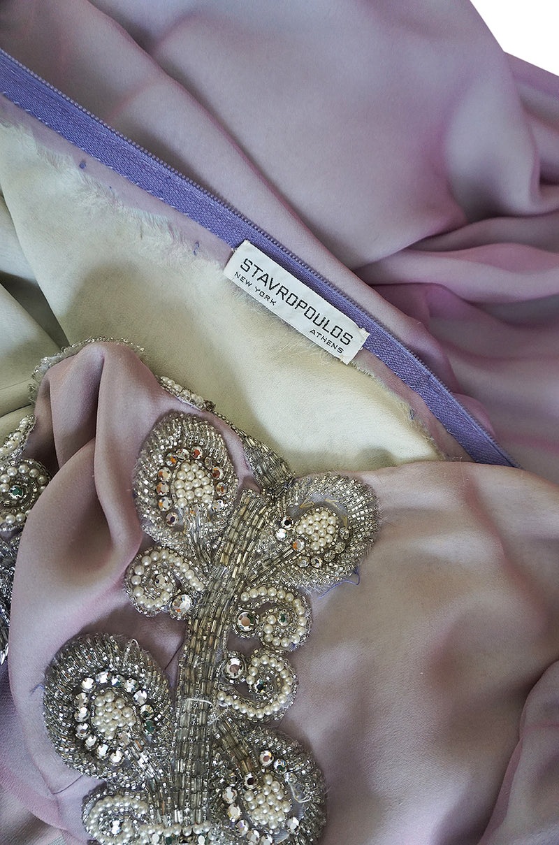 1970s Stavropoulos Couture Layered Bias Cut Silk Chiiffon Dress