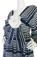 c1972 Geoffrey Beene Plunging Striped Summer Dress