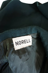 1960s Norell Green Wool With Silver Buttons Military Coat