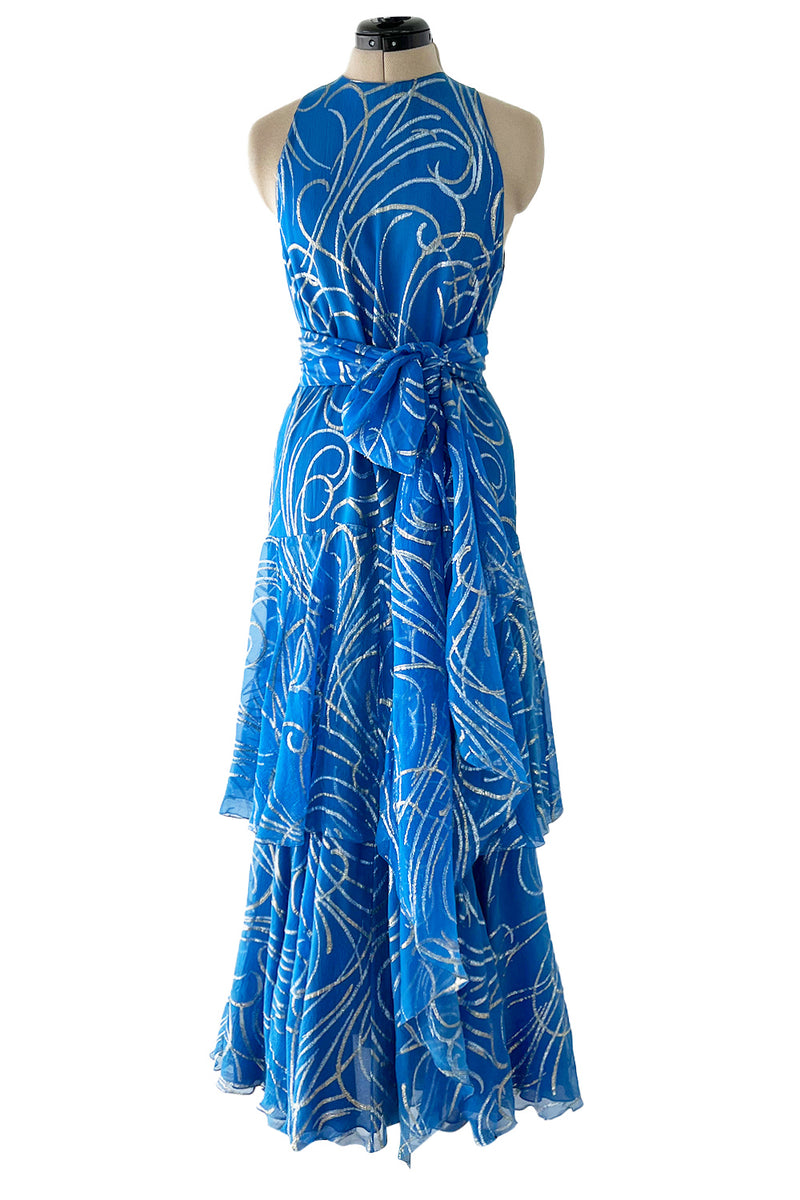 Extraordinary Fall 1979 Christian Dior by Marc Bohan Blue Silk Dress w Shrimpton Couture Extraordinary Fall 1979 Christian Dior by Marc Bohan Blue Silk Dress w Shrimpton Couture