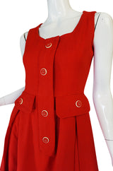 1960s Geoffrey Beene Boutique Red Linen Dress